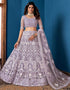 Traditional Function Wear Net Lehenga Choli Lavender Net Lehenga Choli Close-up View
